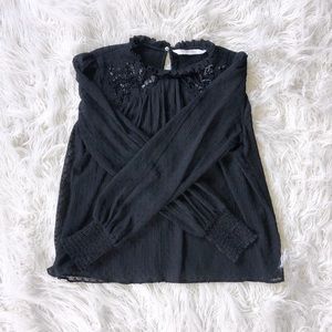 Blouse with Ruffle and Beaded Detail